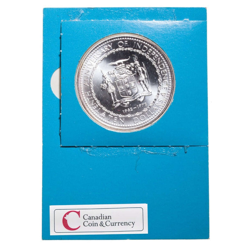 Jamaica 1972 10 Dollars Silver Unc Coin - 10th Anniversary of Independence