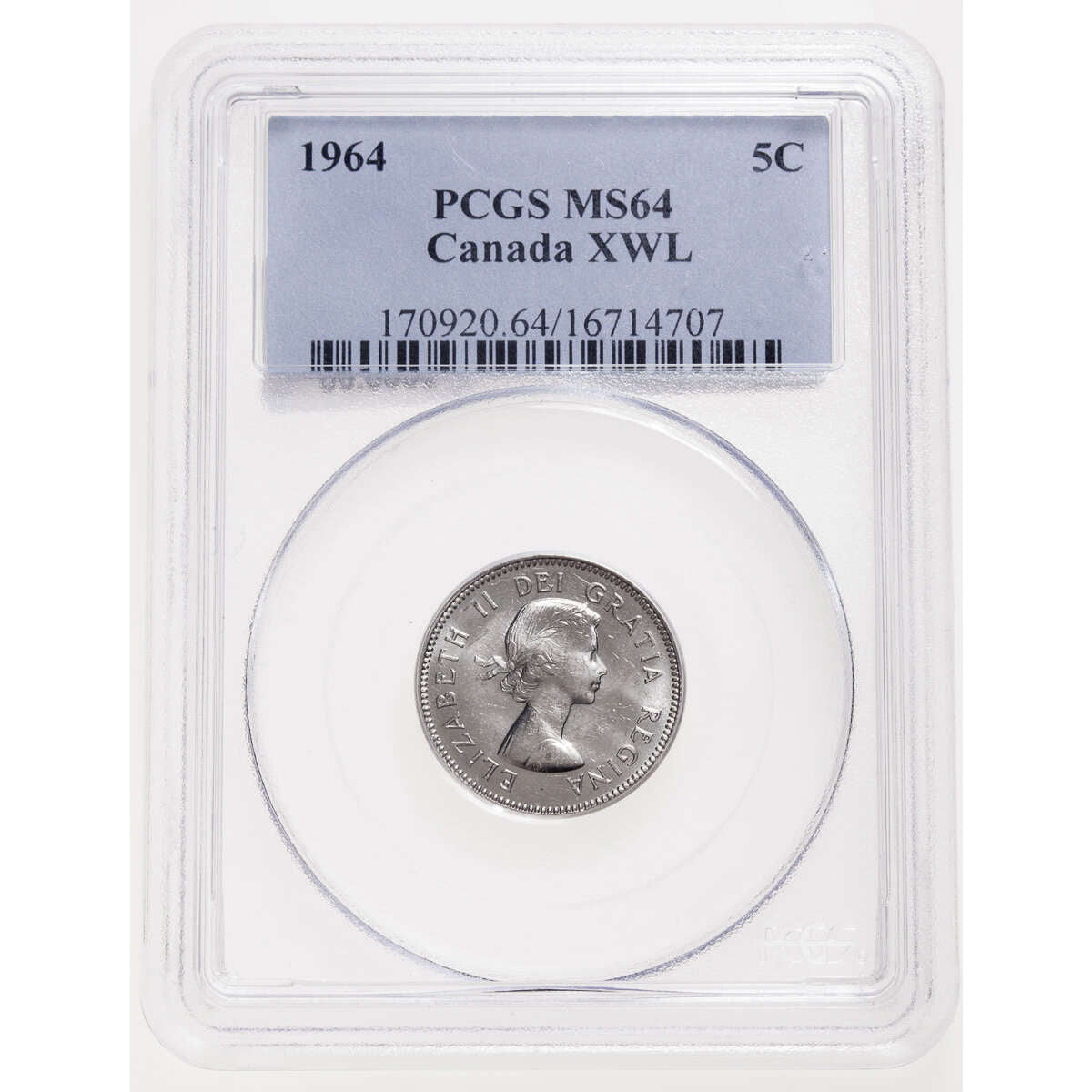 5 cent 1964 Extra Waterline PCGS MS-64