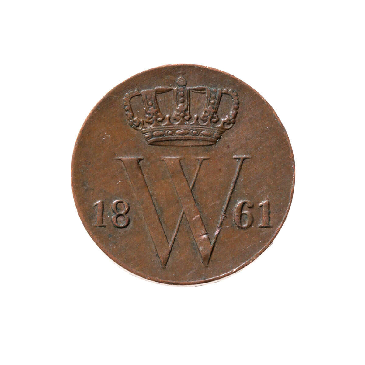 Netherlands 1861 -  1/2 Cent William III VF-30