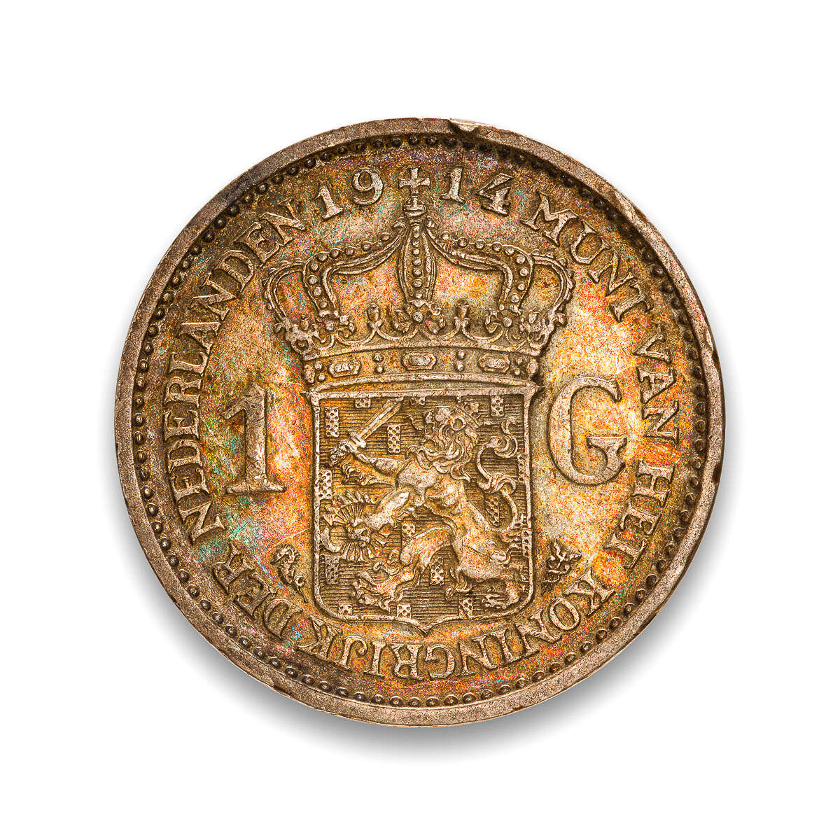 Netherlands Gulden 1914 Wilhelmina I AU-55