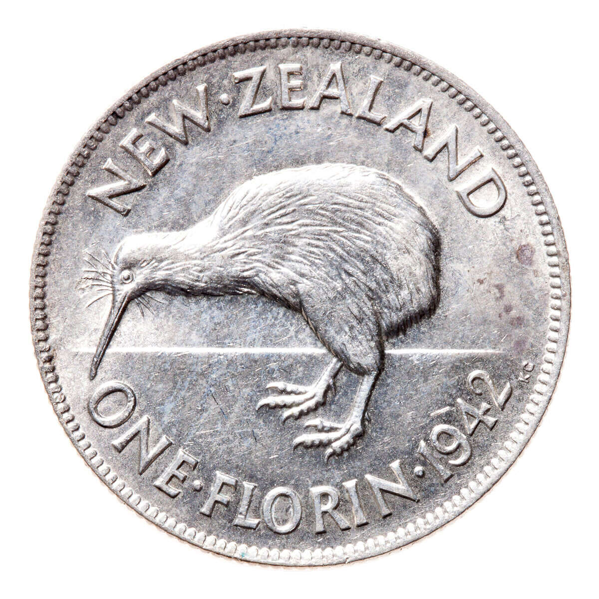 New Zealand 1 Florin 1942 George VI AU-58