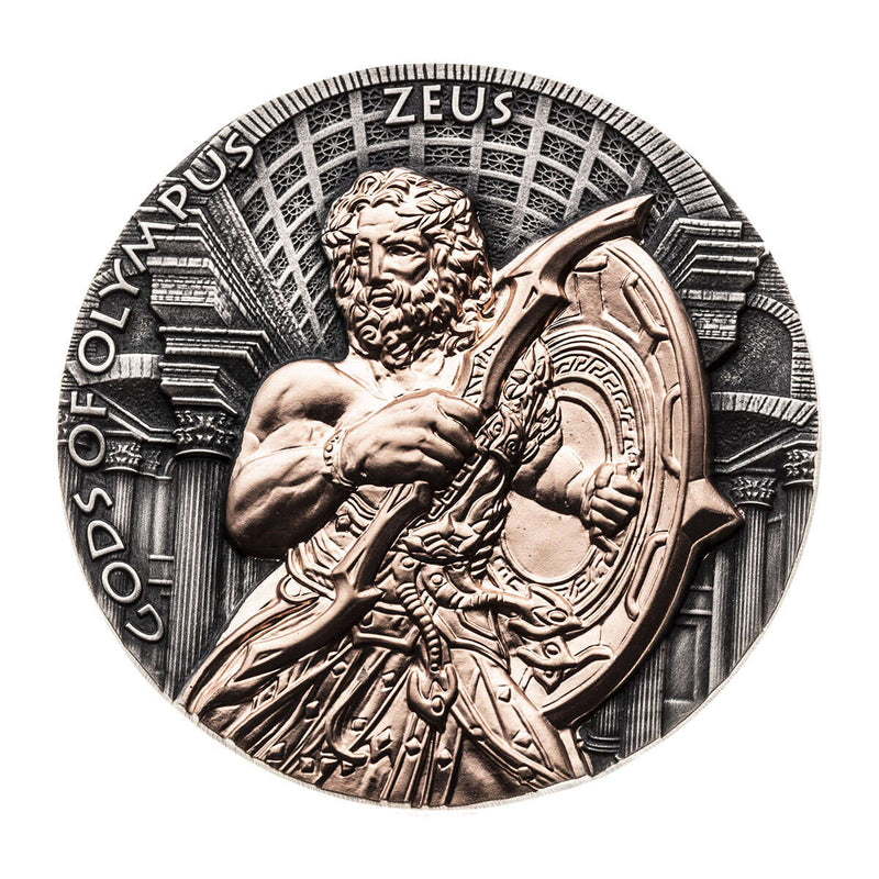 Niue fine silver 2017 -  5 Dollars Elizabeth II Gods of Olympus - Zeus .999 Fineness