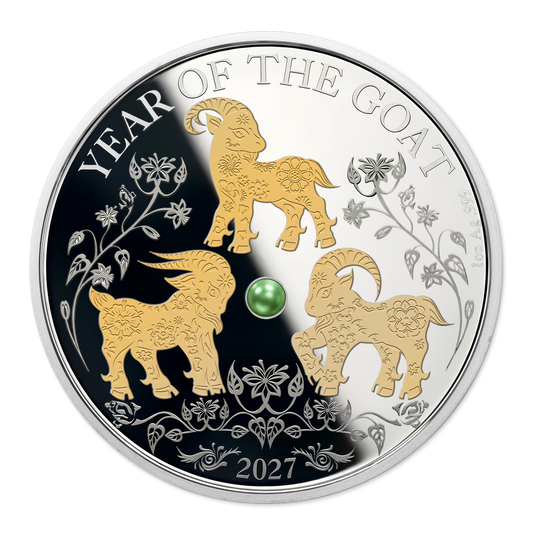 2027 $5 Year of the Goat - Pure Silver Coin with Pearl