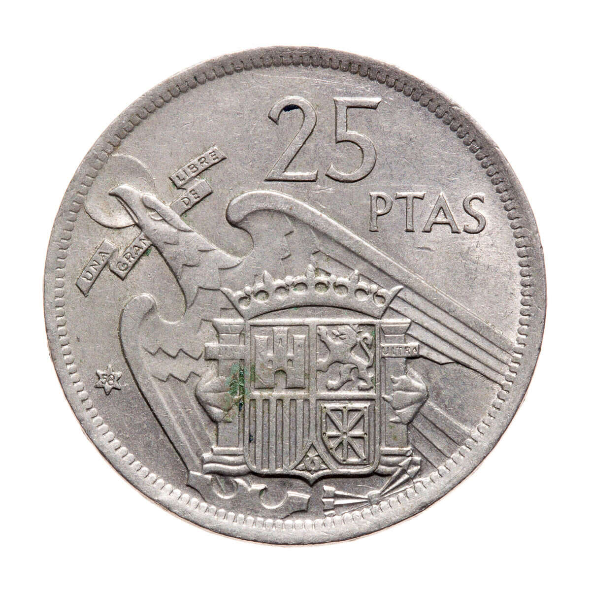 Spain 25 Pesetas 1957 MS-60