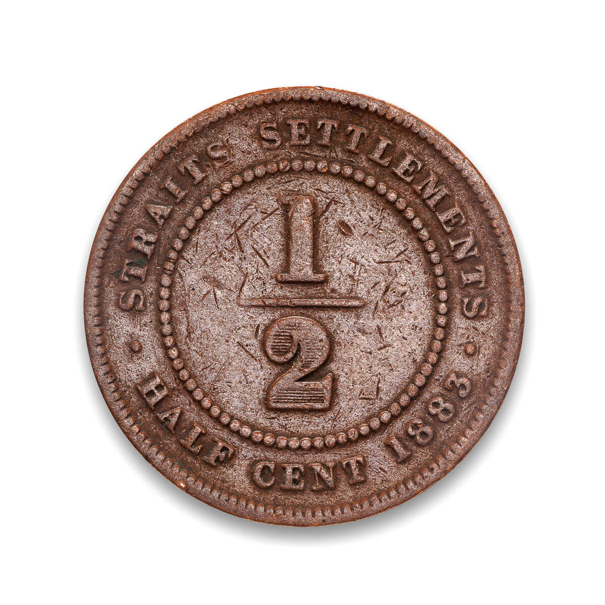 Straits Settlements 1/2 Cent 1883 VG-8