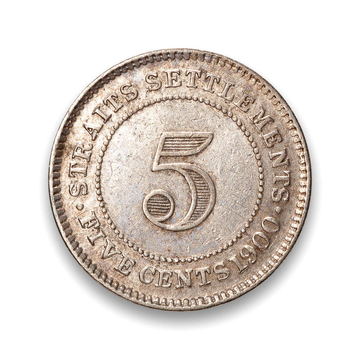 Straits Settlements 5 Cents 1900 EF-40