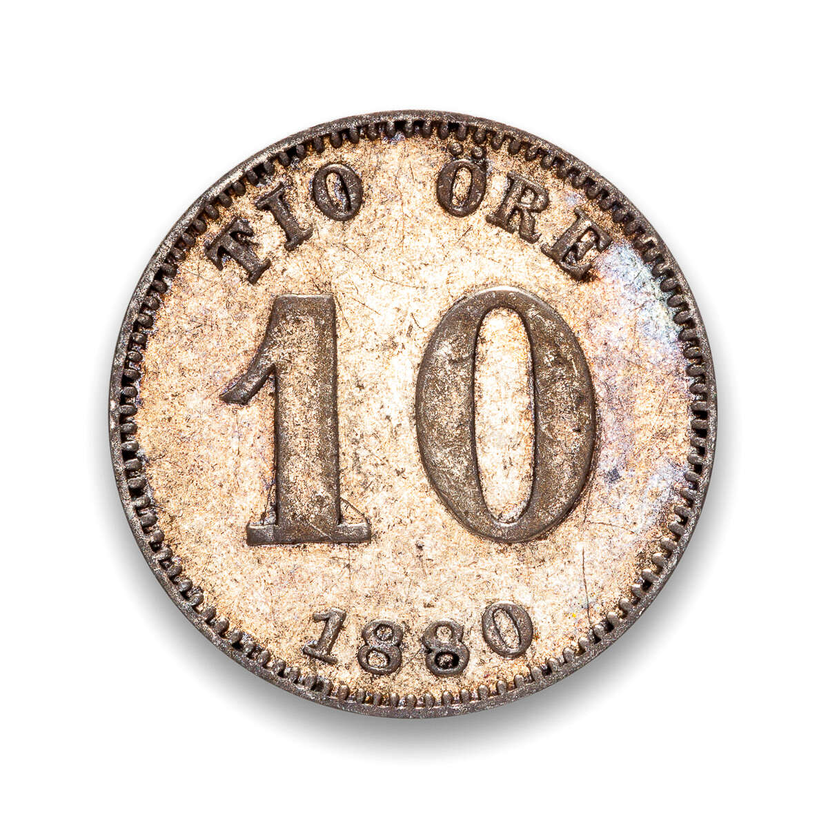 Sweden 10 Ore 1880 Oscar II EB VF-20