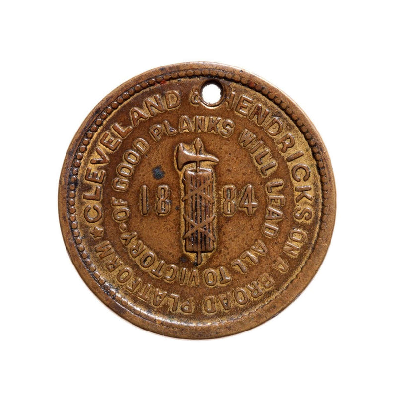 United States of America 1884 -  Cleveland/Hendricks Election Medalette VF+