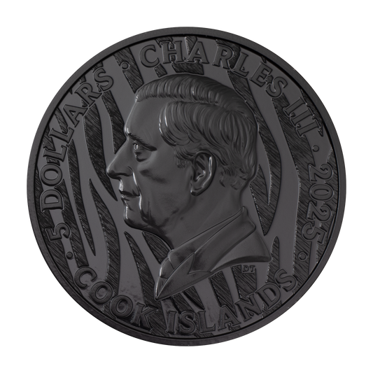 2025 $5 Black and White: Tiger - Pure Silver Coin