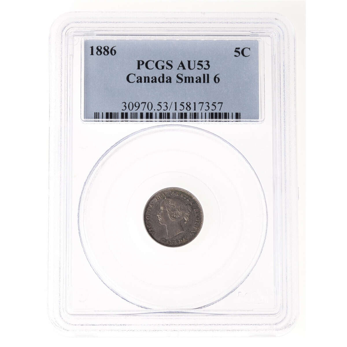 5 cent 1886 Small 6 PCGS AU-53