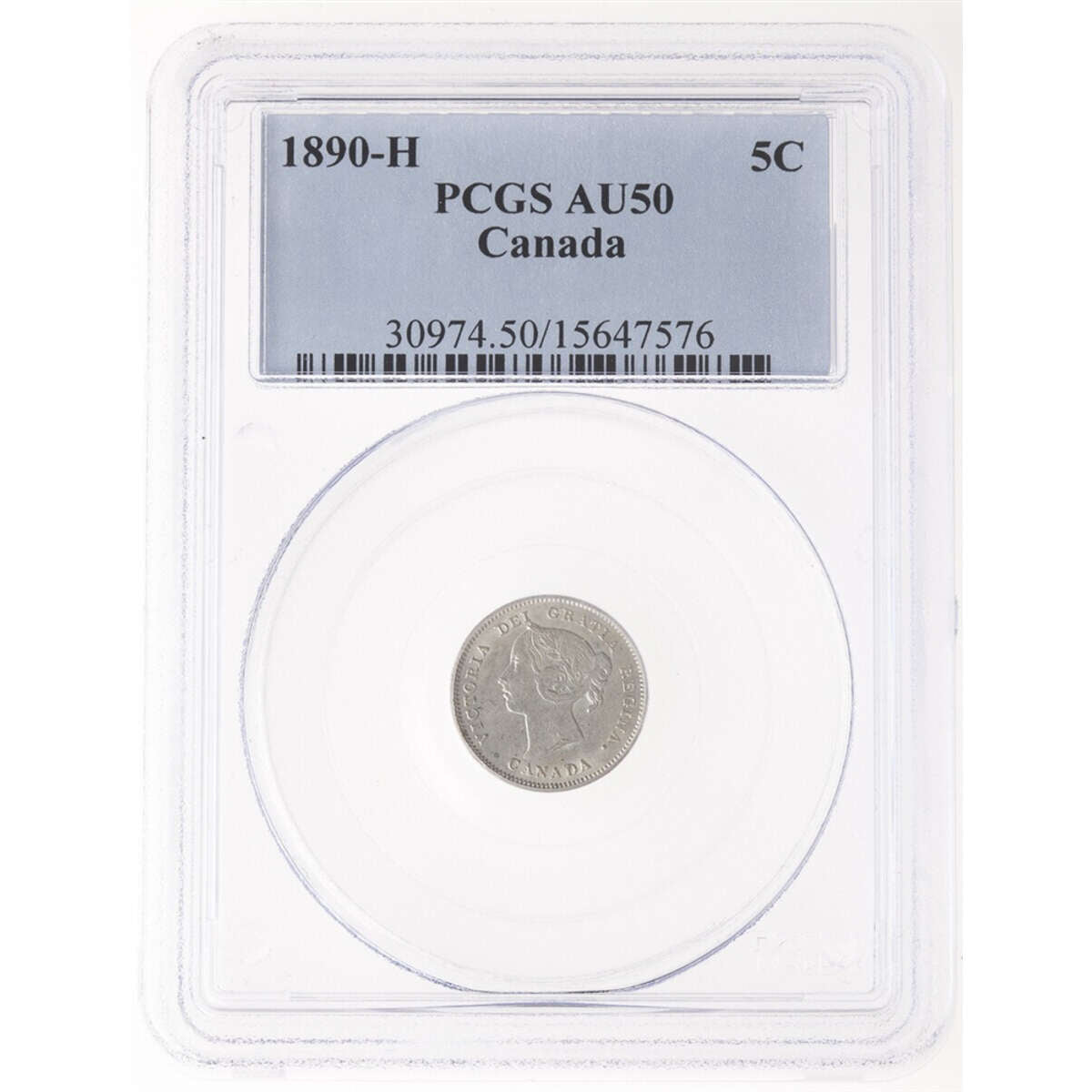 5 cent 1890H Obv 5 PCGS AU-50