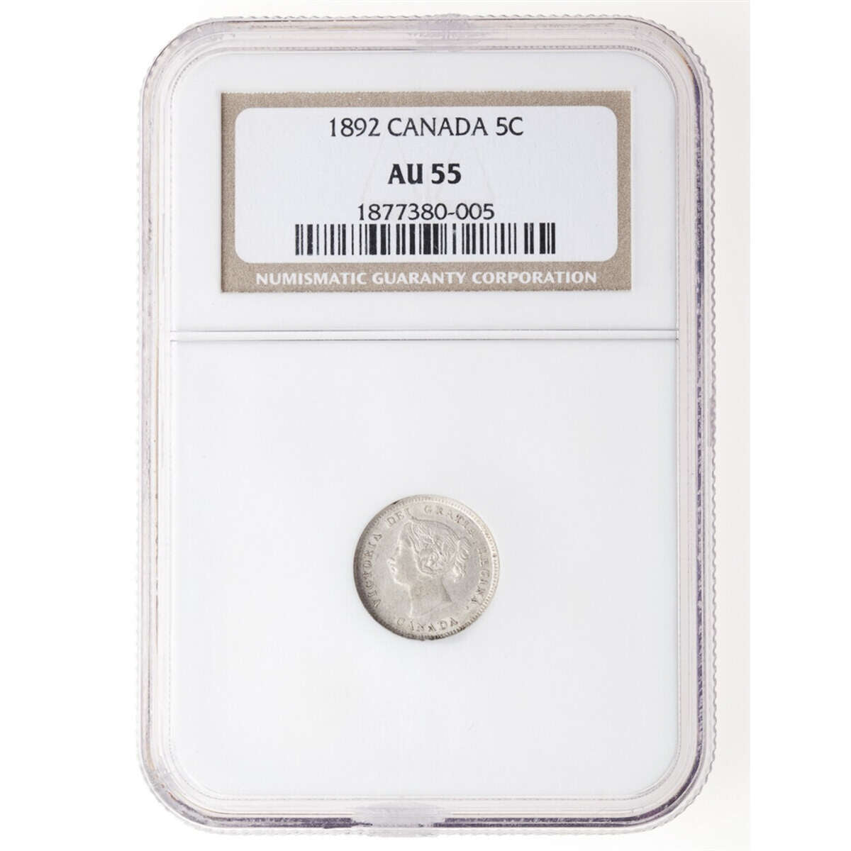 5 cent 1892 Obv 2 NGC AU-55