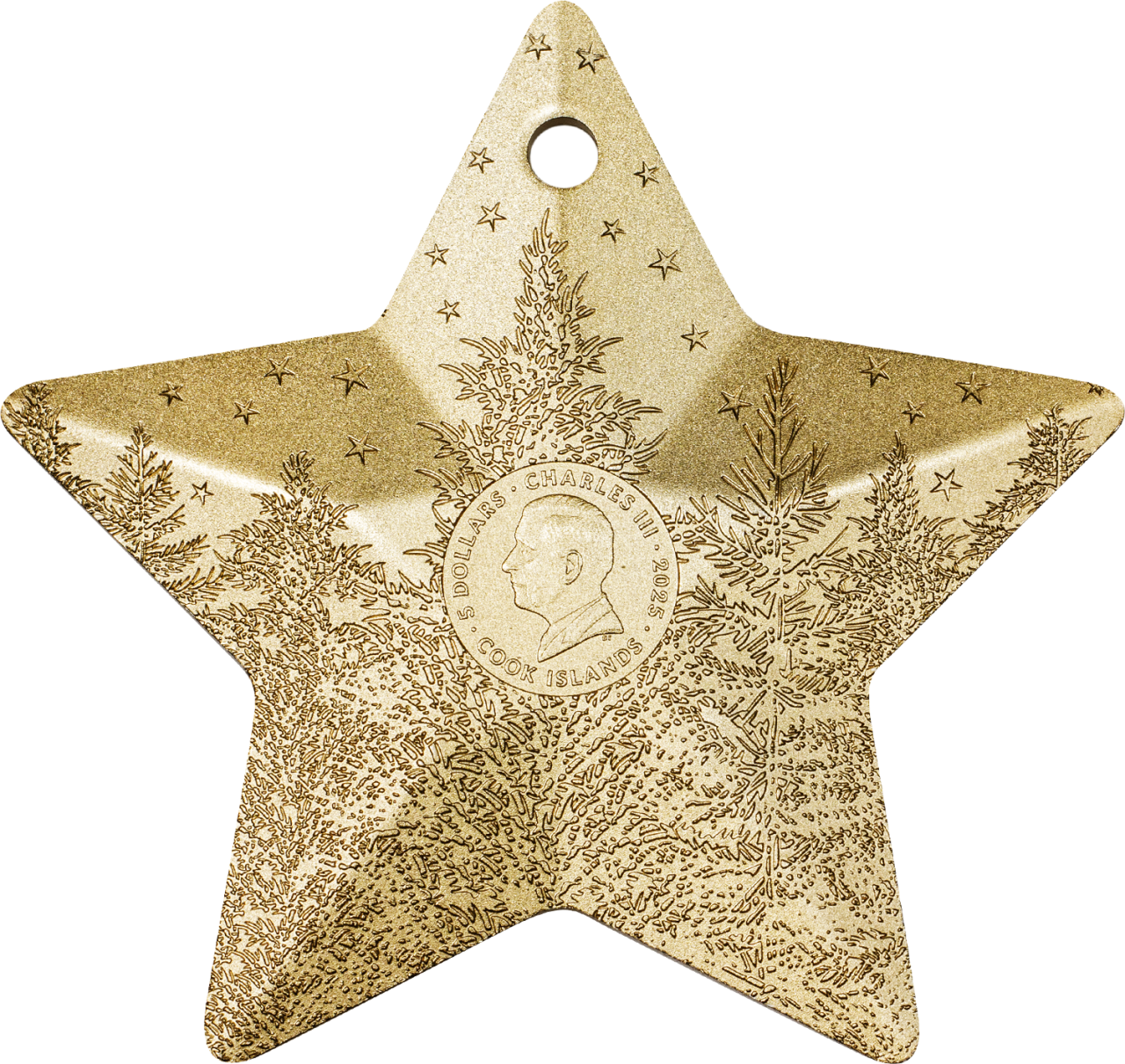 2025 $5 Holiday Ornament: Winter Frost - Pure Silver Gilded Coin