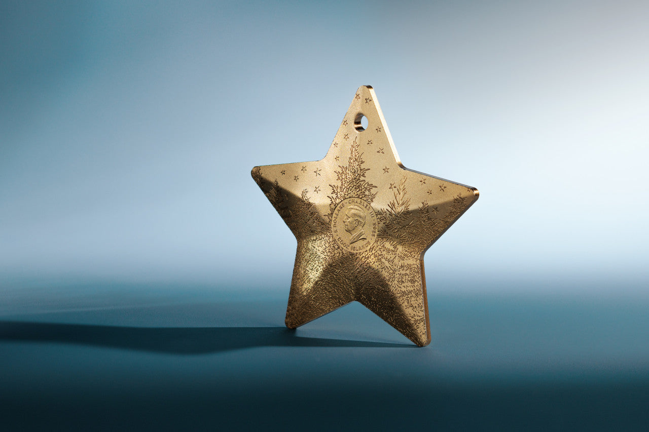 2025 $5 Holiday Ornament: Winter Frost - Pure Silver Gilded Coin