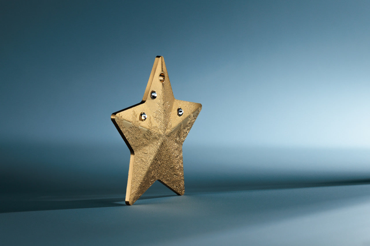 2025 $5 Holiday Ornament: Winter Frost - Pure Silver Gilded Coin