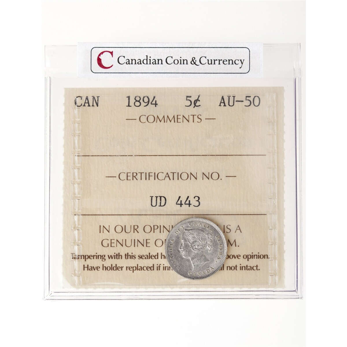 5 cent 1894  ICCS AU-50