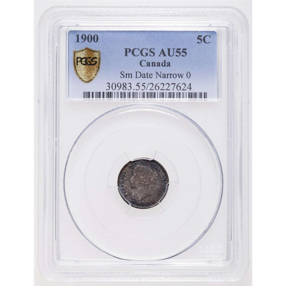 5 cent 1900 Sm Date Oval O PCGS AU-55