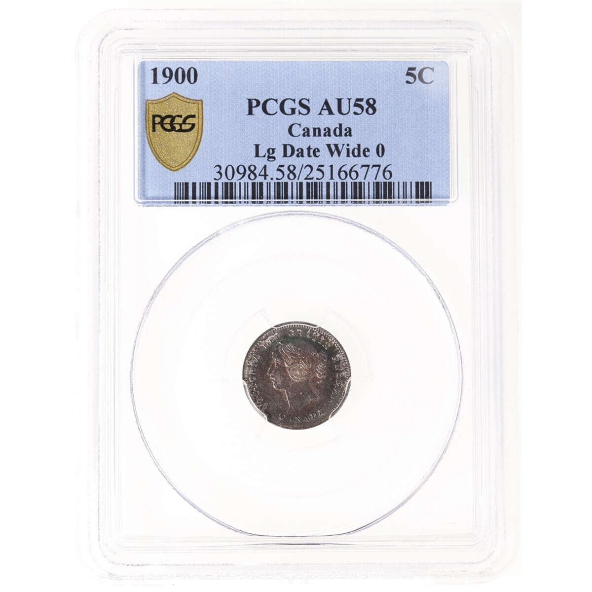 5 cent 1900 Large Date Round O PCGS AU-58