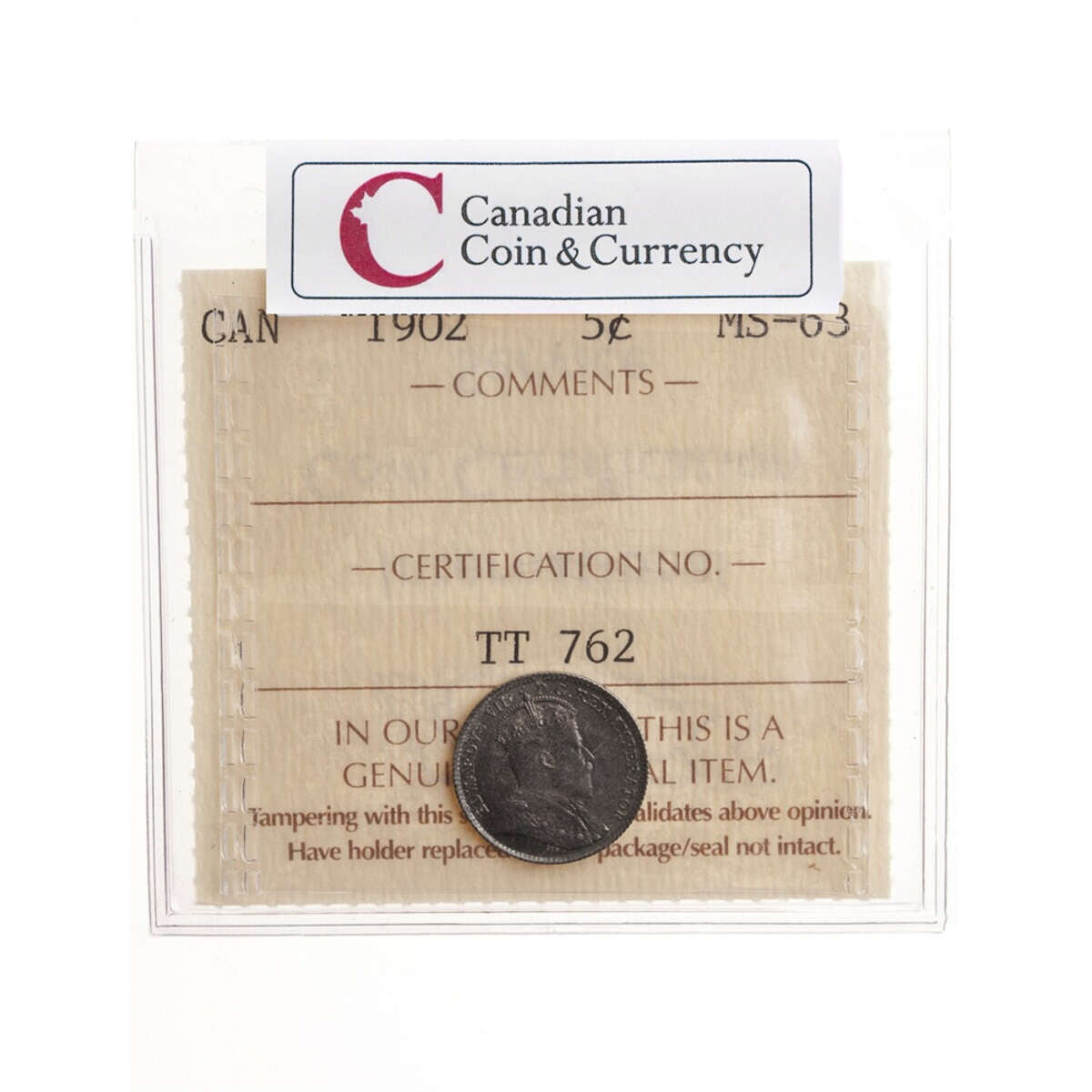 5 cent 1902  ICCS MS-63