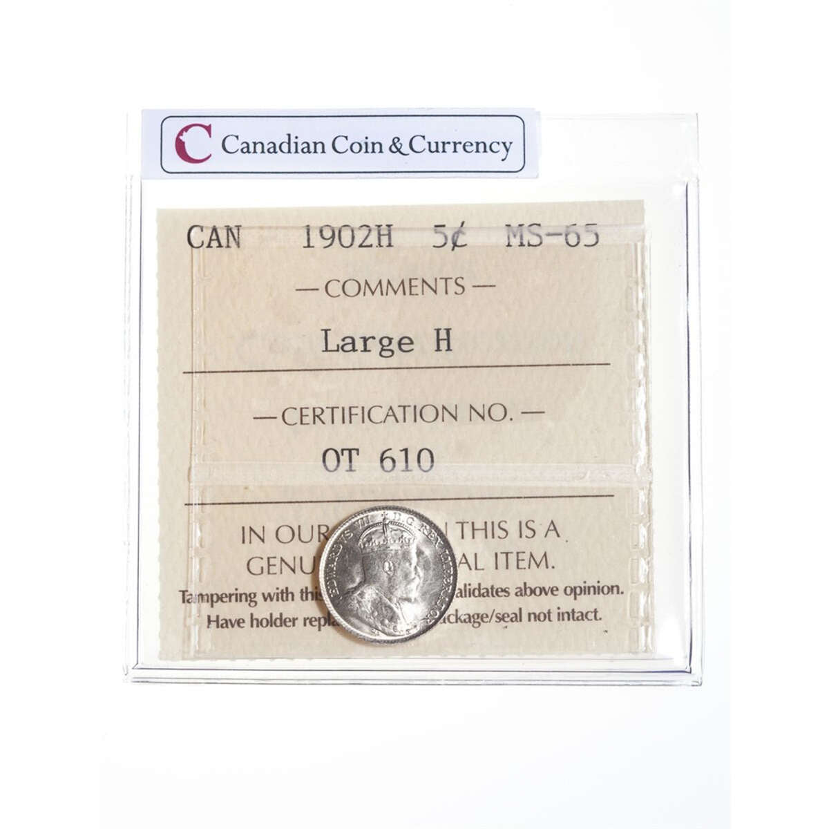 5 cent 1902H Large H ICCS MS-65