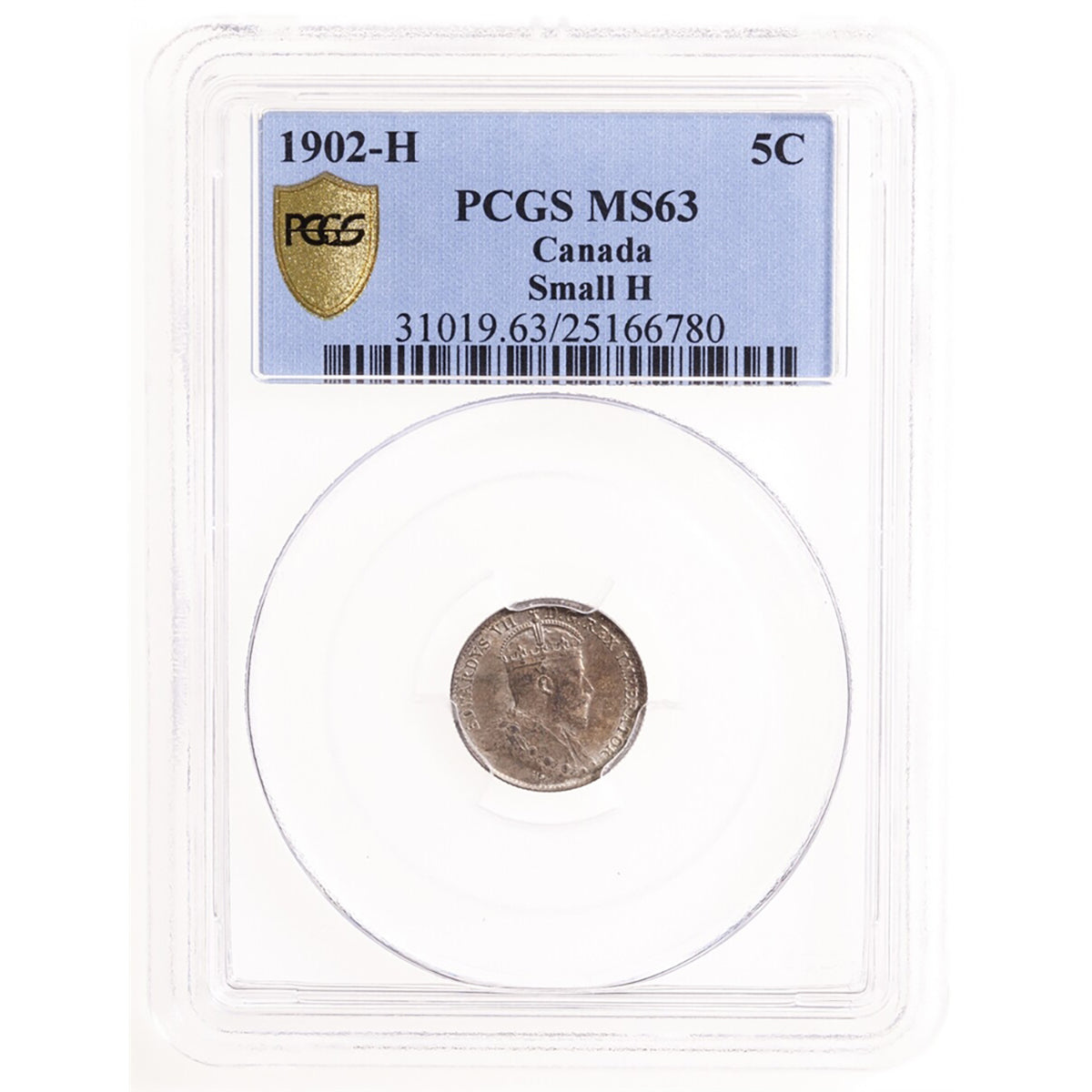 5 cent 1902H Small H PCGS MS-63