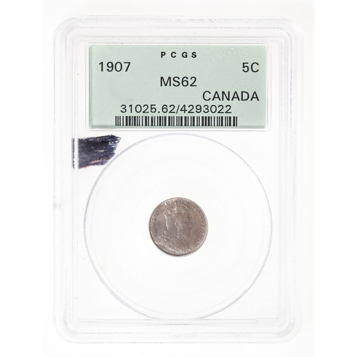 5 cent 1907 Narrow Date PCGS MS-62