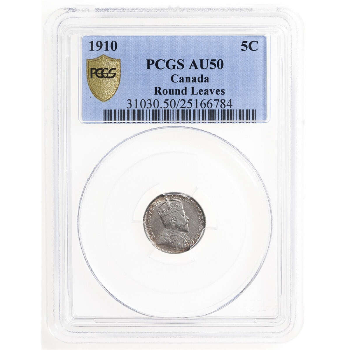 5 cent 1910 Round Leaves PCGS AU-50