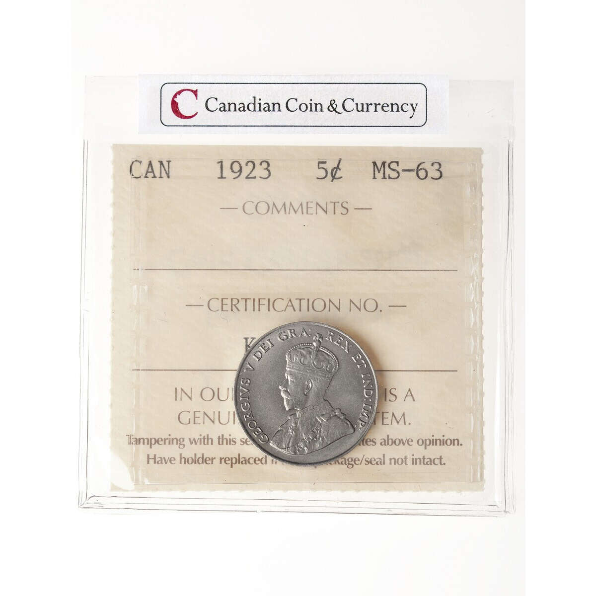 5 cent 1923  ICCS MS-63