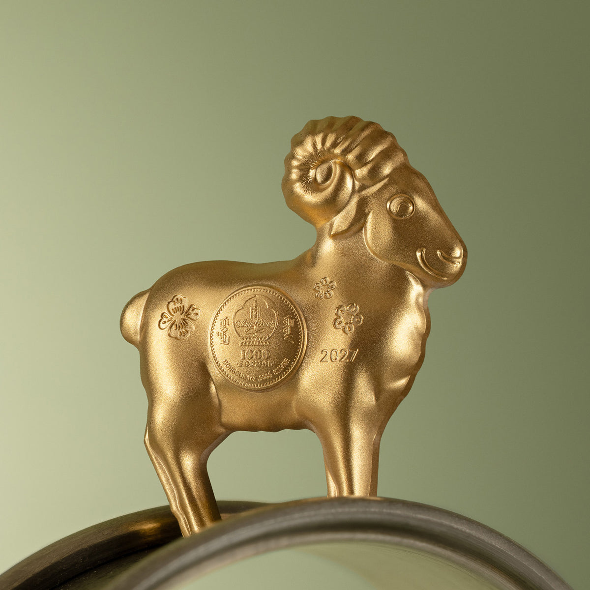 2027 1000 Togrog Fluffy Gilded Sheep - Pure Silver Coin