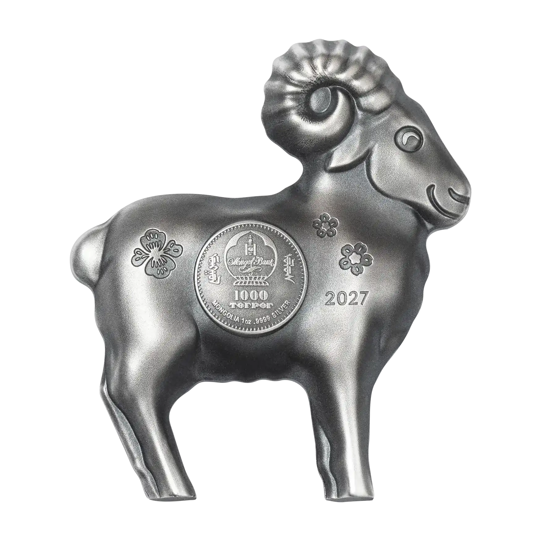 2027 1000 Togrog Fluffy Silver Sheep - Pure Silver Coin