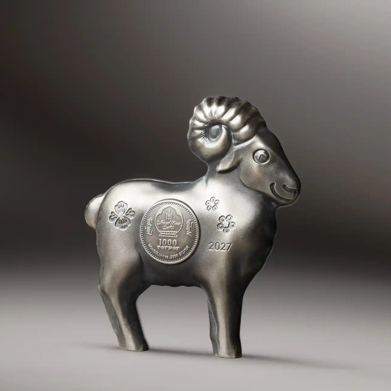 2027 1000 Togrog Fluffy Silver Sheep - Pure Silver Coin