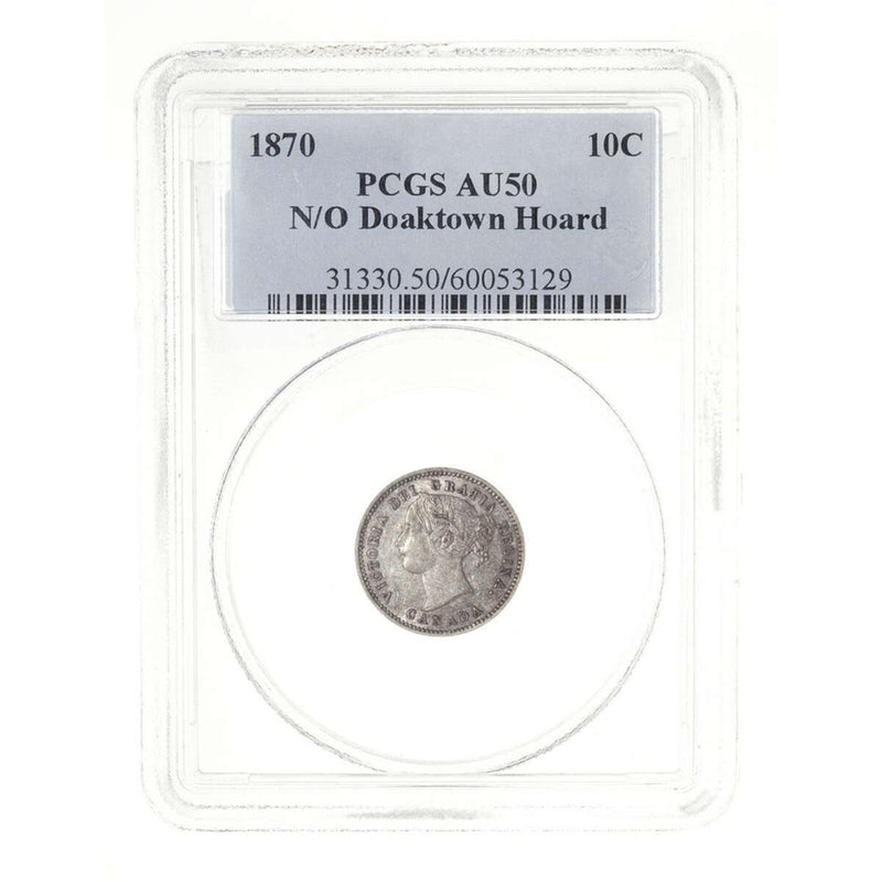 10 cent 1870 Narrow 0; Doaktown Hoard PCGS AU-50