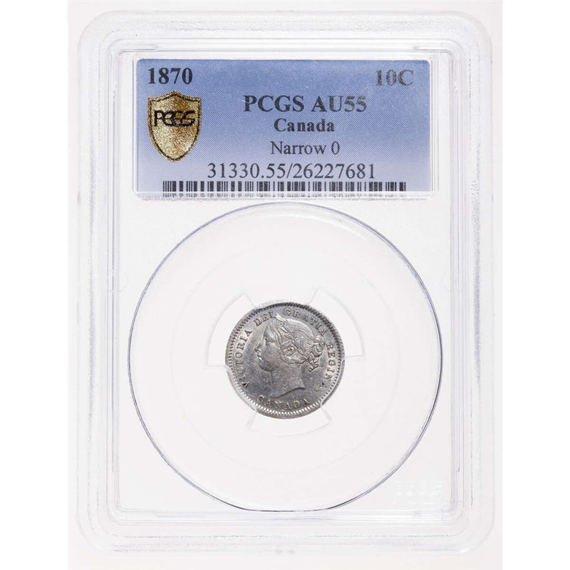 10 cent 1870 Narrow 0 PCGS AU-55