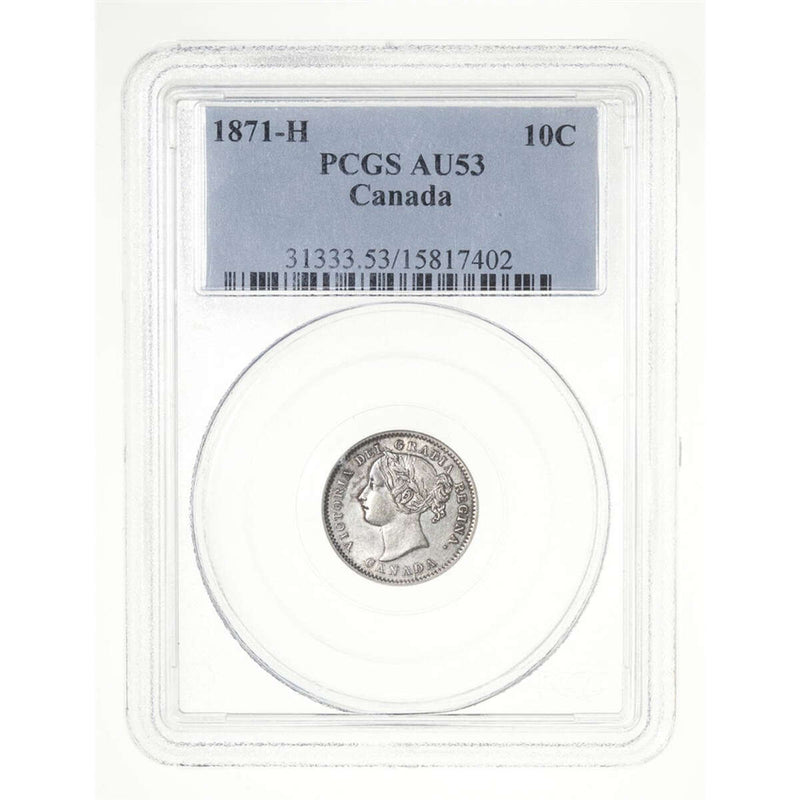 10 cent 1871H  PCGS AU-53