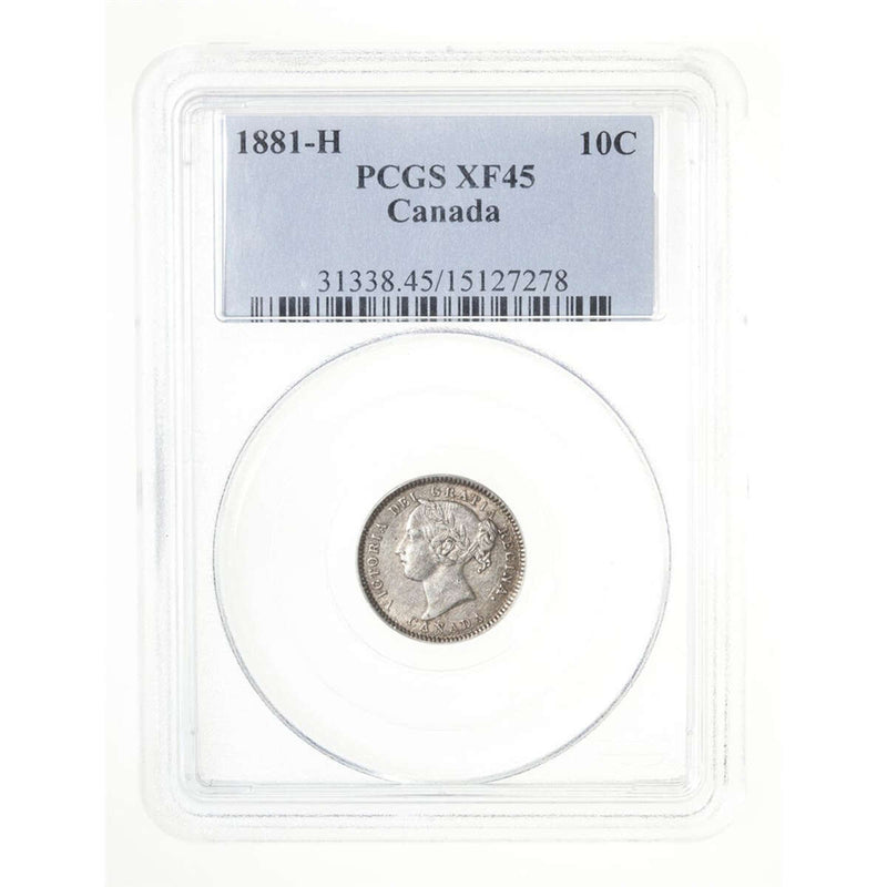 10 cent 1881H Obv 1 PCGS EF-45