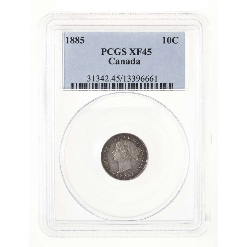 10 cent 1885 Obv 4 PCGS EF-45