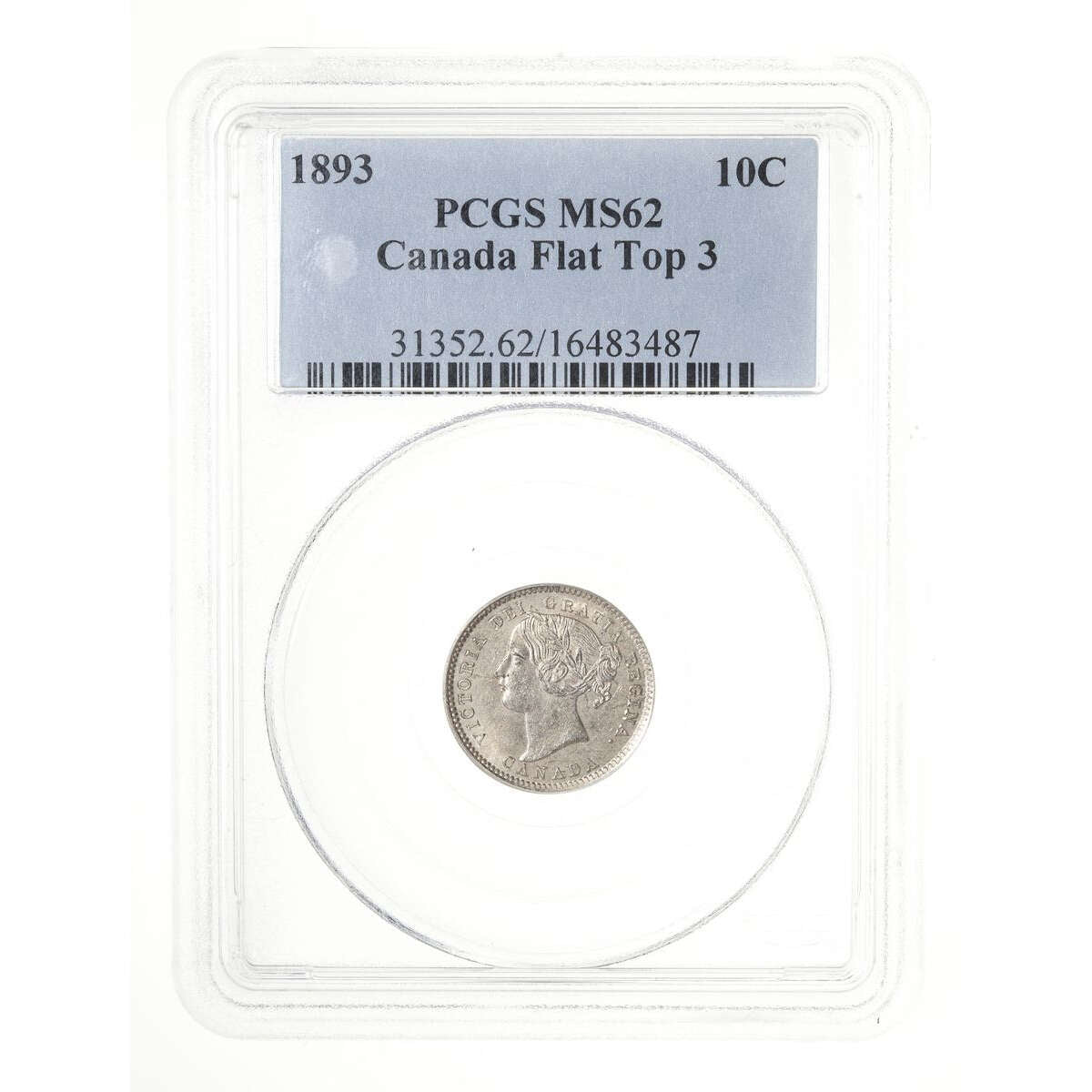 10 cent 1893 Flat Top 3; Obv 6 PCGS MS-62