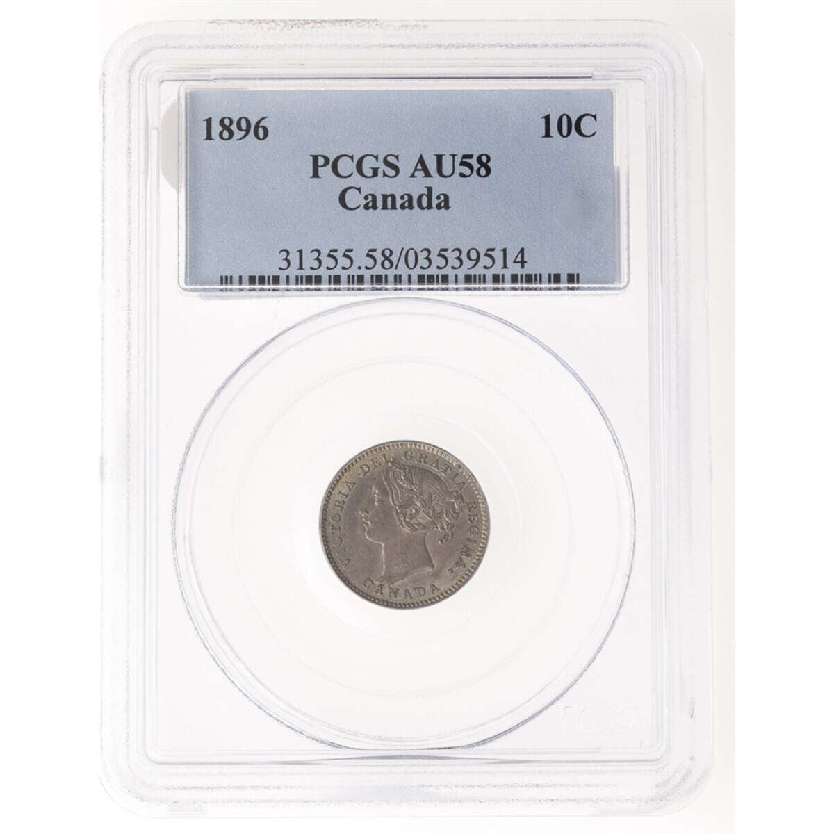 10 cent 1896 Obv 6 PCGS AU-58