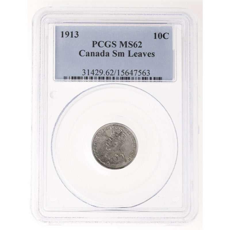 10 cent 1913 Small Leaves PCGS MS-62