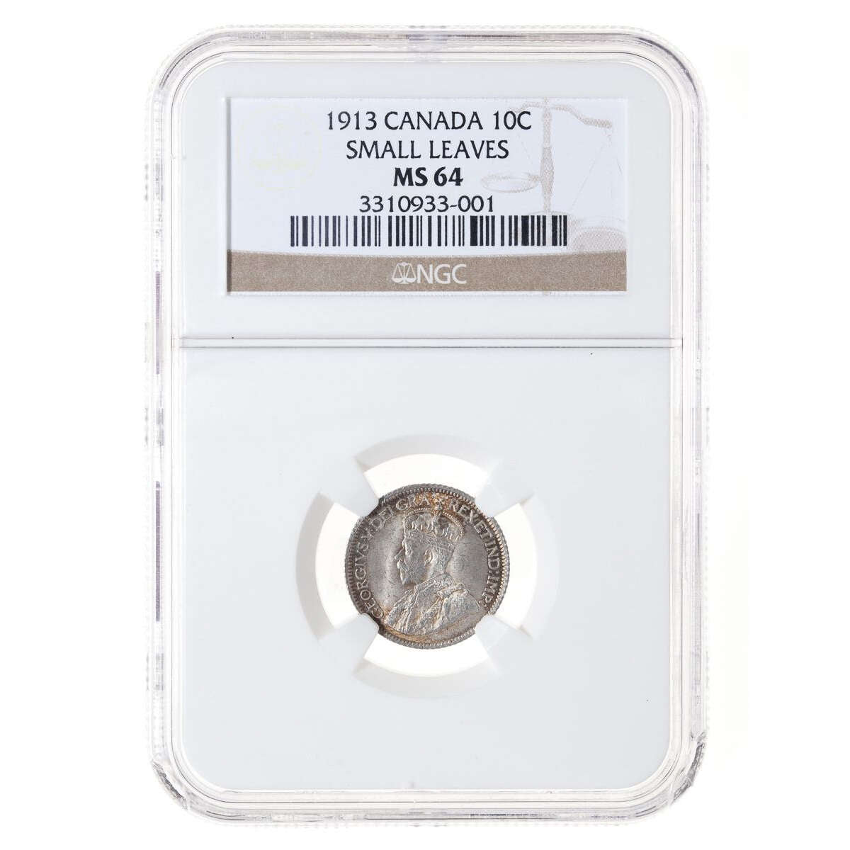 10 cent 1913 Small Leaves NGC MS-64