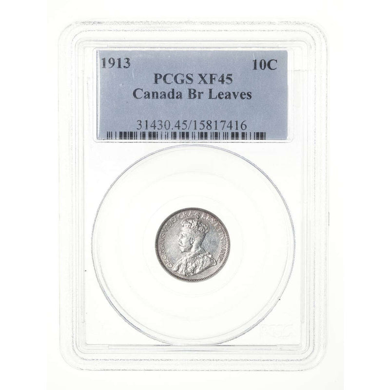 10 cent 1913 Broad Leaves PCGS EF-45