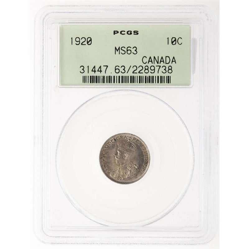 10 Cent 1920 PCGS MS-63