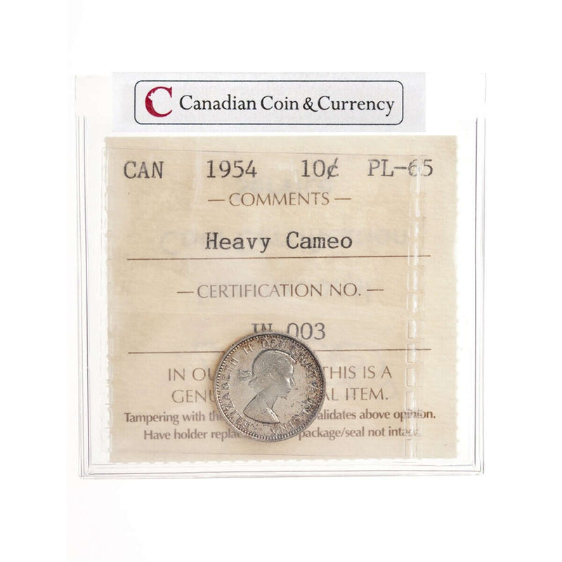 10 cent 1954 Heavy Cameo ICCS PL-65