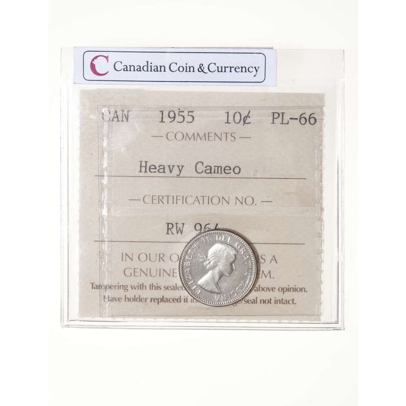 10 cent 1955 Heavy Cameo ICCS PL-66
