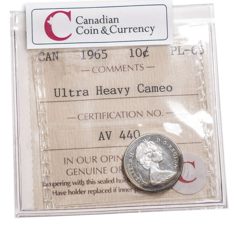 10 cent 1965 Ultra Heavy Cameo ICCS PL-65
