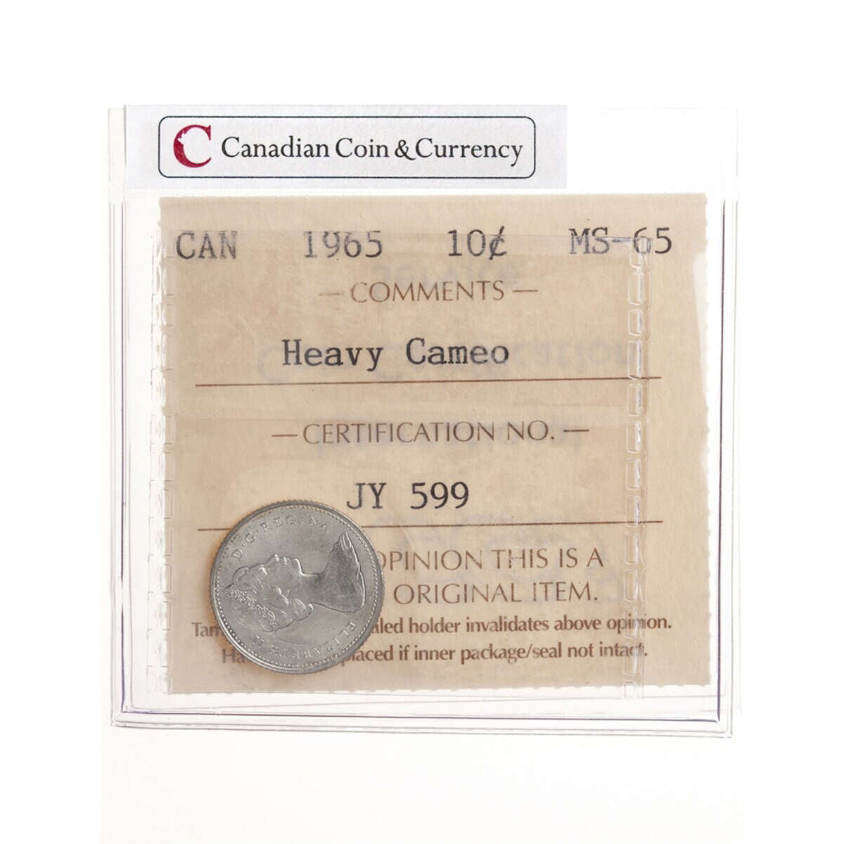 10 cent 1965 Heavy Cameo ICCS MS-65