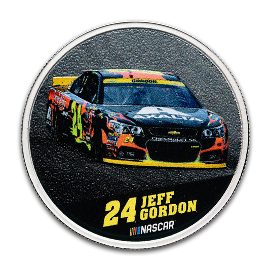 NASCAR Jeff Gordon - Pure Silver Round with Colour