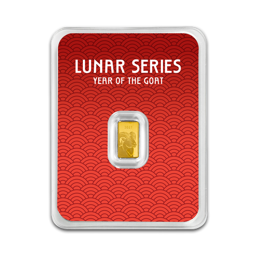 Lunar Year of the Goat - 1g Pure Gold Bar