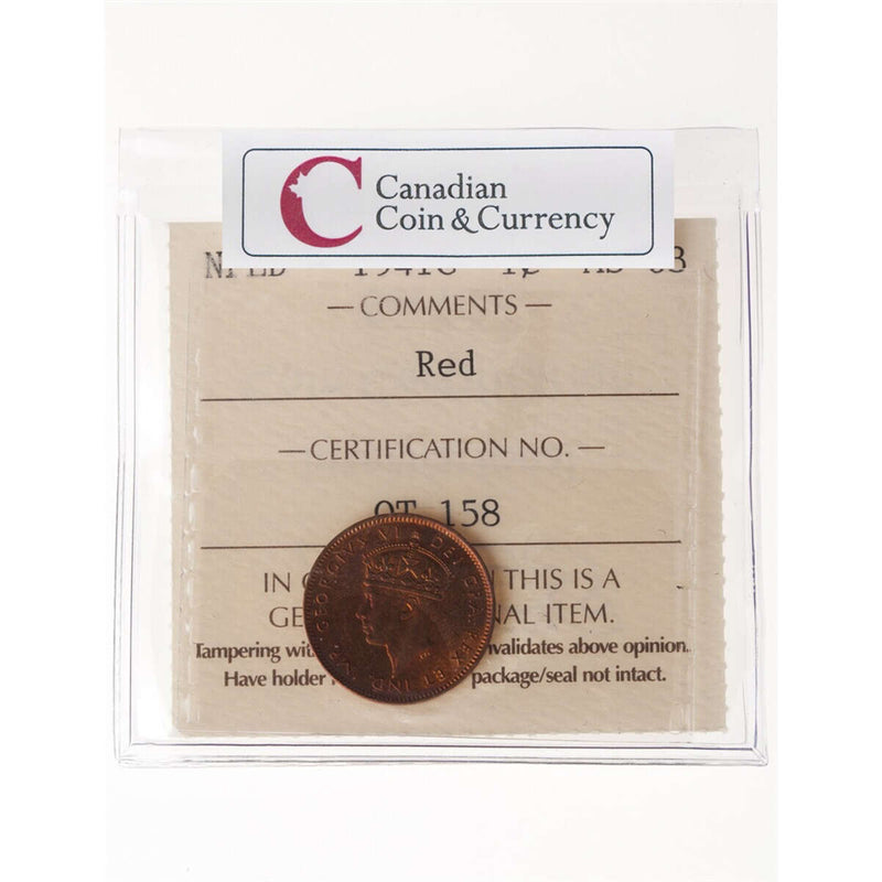 NFLD 1 cent 1941C Red ICCS MS-63