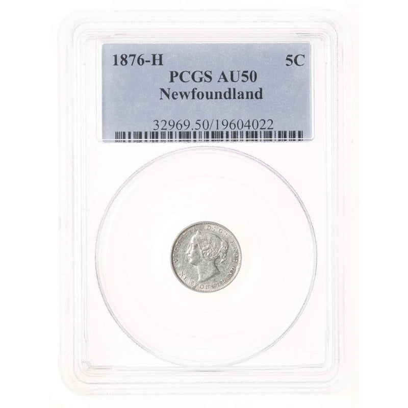 NFLD 5 cent 1876H  PCGS AU-50